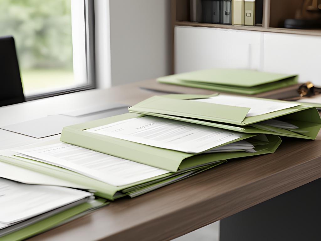 Studio legale moderno con scrivania ordinata, fascicoli e luce naturale a Melilli